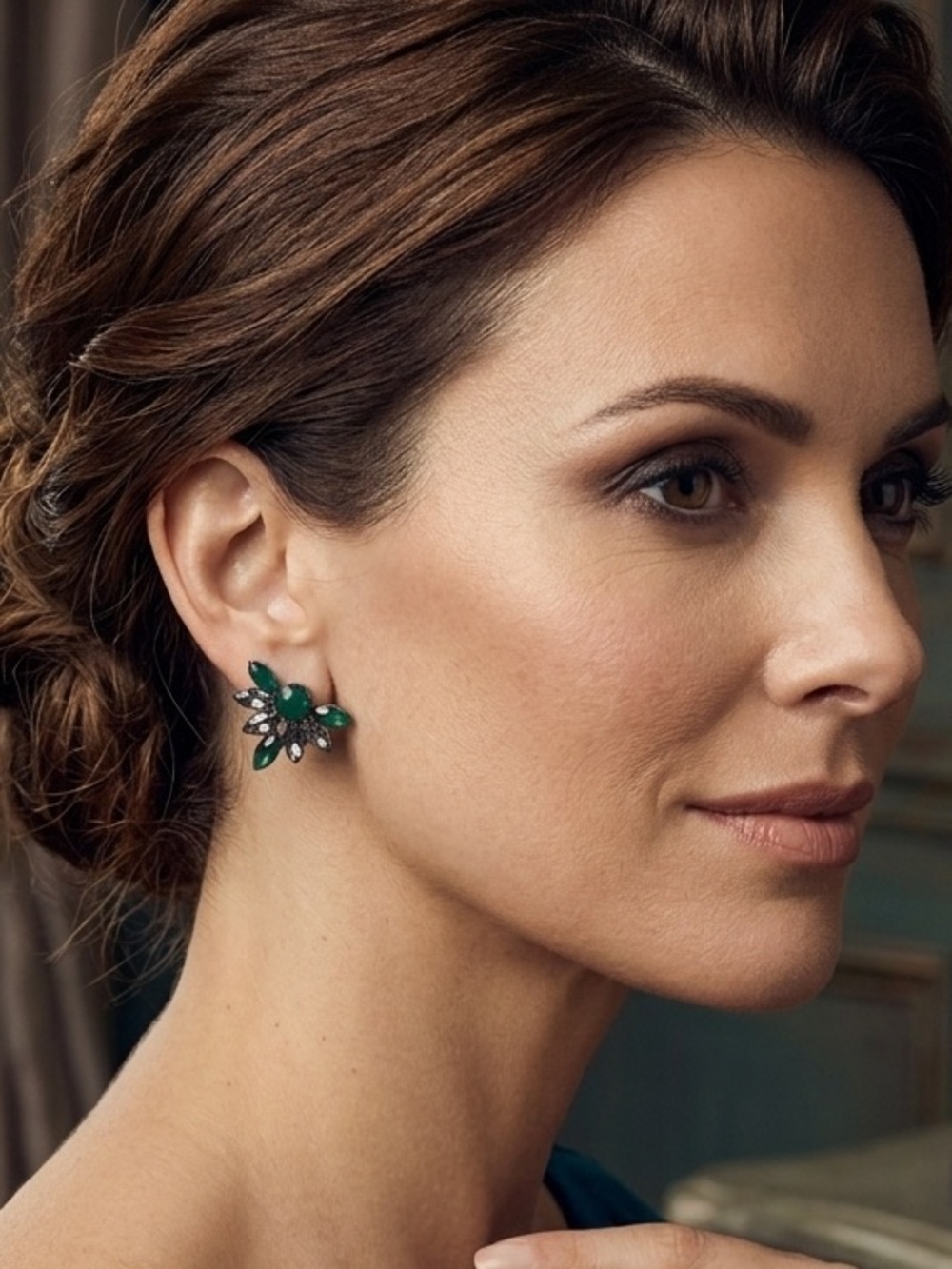 Emerald Cluster Leaf Stud Earrings - Women Jewelry Earrings